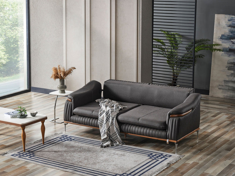 Ahsen 3-pieces (Sofa & Loveseat & Chair) Livingroom Set Dark Grey in Dark Grey - 200-AHS-MODDGRAY-321