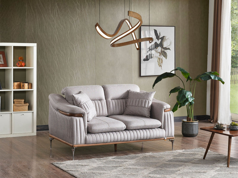 Ahsen 4-pieces (2 Sofa & 2 Chair) Livingroom Set Light Grey in Light Grey - 200-AHS-MODLGRAY-3311