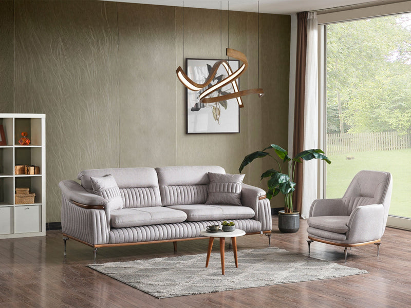 Ahsen 4-pieces (2 Sofa & 2 Chair) Livingroom Set Light Grey in Light Grey - 200-AHS-MODLGRAY-3311