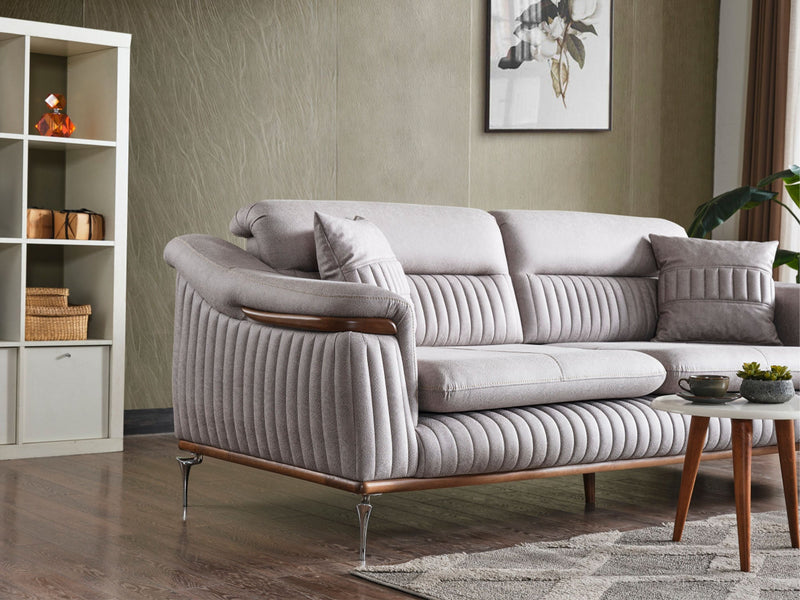 Ahsen 4-pieces (2 Sofa & 2 Chair) Livingroom Set Light Grey in Light Grey - 200-AHS-MODLGRAY-3311