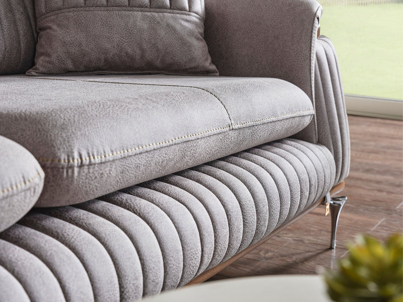 Ahsen 4-pieces (2 Sofa & 2 Chair) Livingroom Set Light Grey in Light Grey - 200-AHS-MODLGRAY-3311