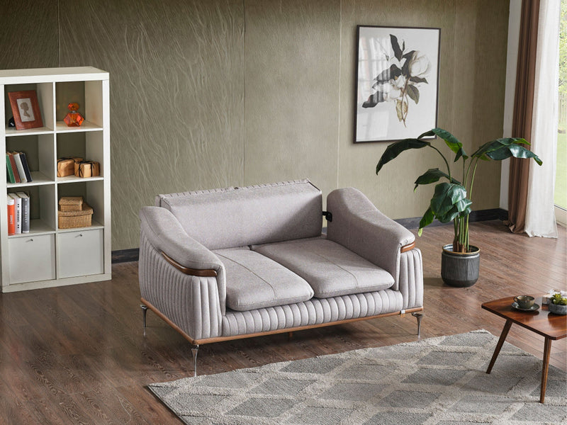 Ahsen 4-pieces (Sofa & Loveseat & 2 Chair) Livingroom Set Light Grey in Light Grey - 200-AHS-MODLGRAY-3211