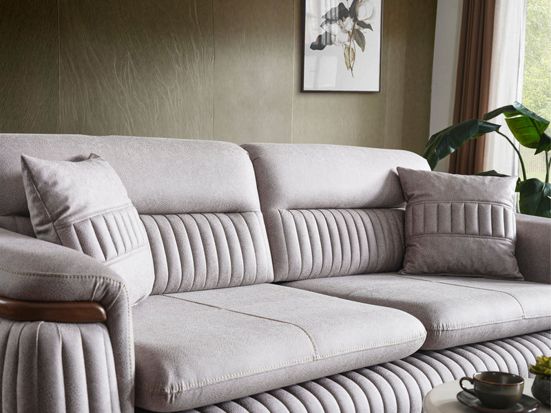 Ahsen 4-pieces (Sofa & Loveseat & 2 Chair) Livingroom Set Light Grey in Light Grey - 200-AHS-MODLGRAY-3211