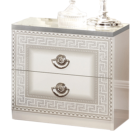 Aida White-Silver Nightstand - i26126 - DMV Furniture