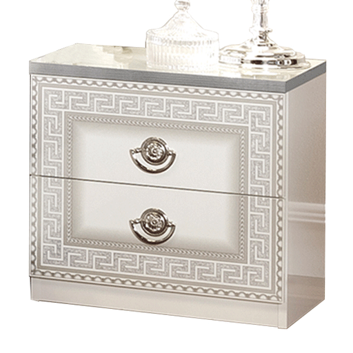 Aida White-Silver Nightstand - i26126 - DMV Furniture