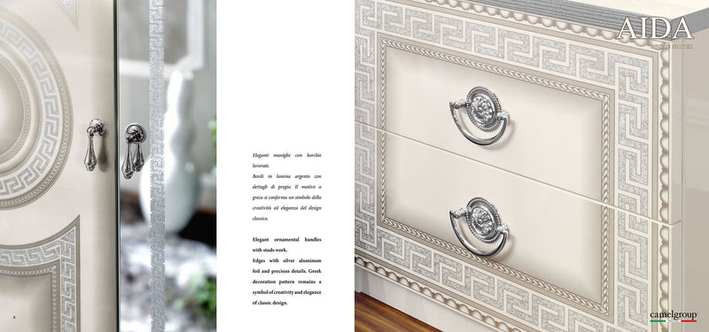 Aida White - Silver Nightstand - DMV FurnitureNightstand