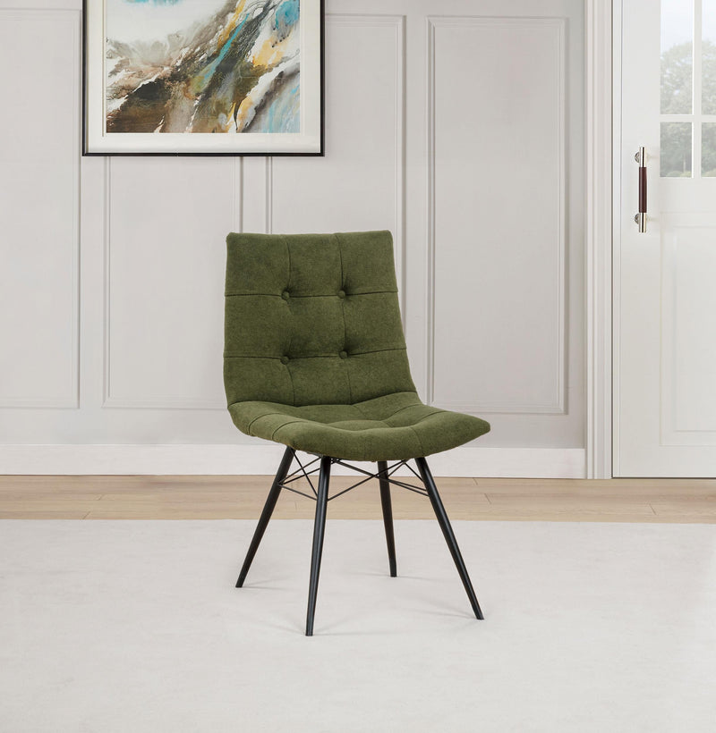 Aiken Fabric Upholstered Dining Side Chair Saddle Forest Green (Set of 4) - 110332FRT