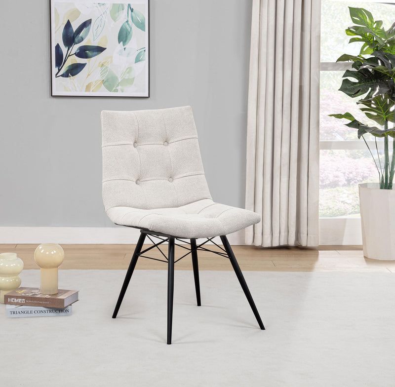 Aiken Fabric Upholstered Dining Side Chair Saddle Stone White (Set of 4) - 110332STN