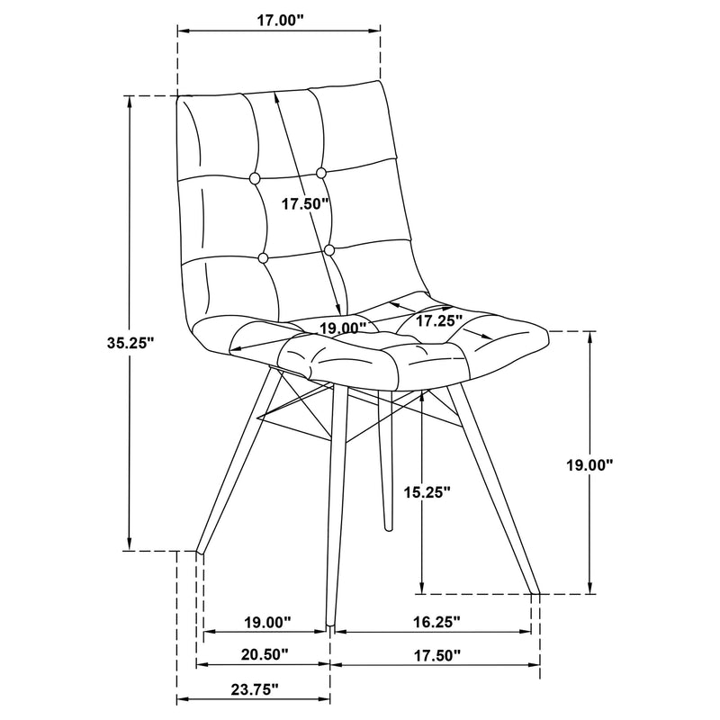 Aiken Faux Leather Upholstered Dining Side Chair Charcoal Grey (Set of 4) - 110302