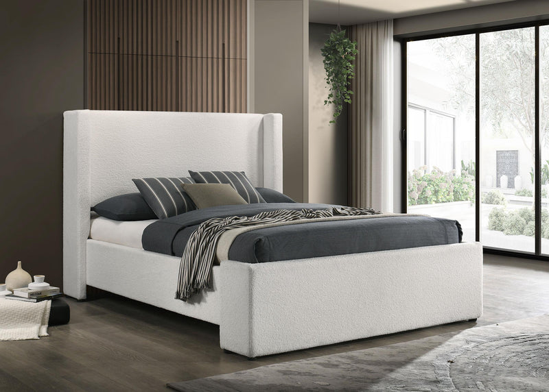 Alamosa Boucle Upholstered Queen Wingback Bed White  - 310078Q