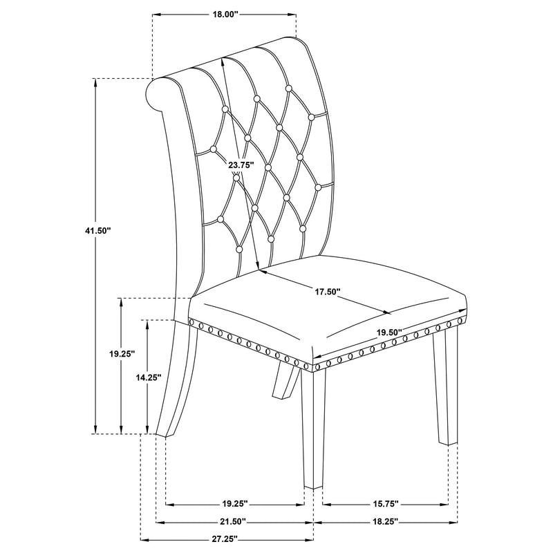Alana Fabric Upholstered Dining Side Chair Grey (Set of 2) - 115162