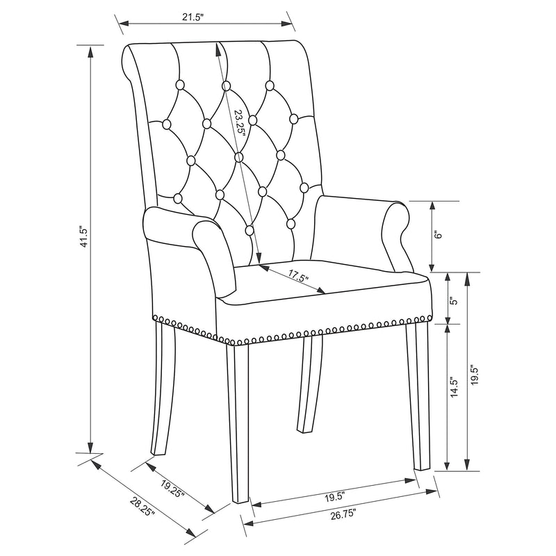 Alana Velvet Upholstered Dining Arm Chair Sand - 115183