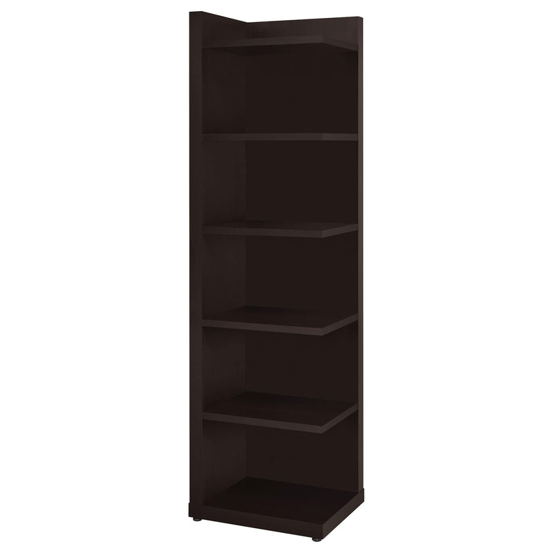 Alder 71-inch 6-shelf Corner Bookcase Cappuccino - 800270