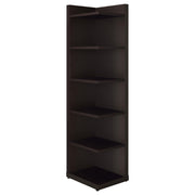 Alder 71-inch 6-shelf Corner Bookcase Cappuccino - 800270