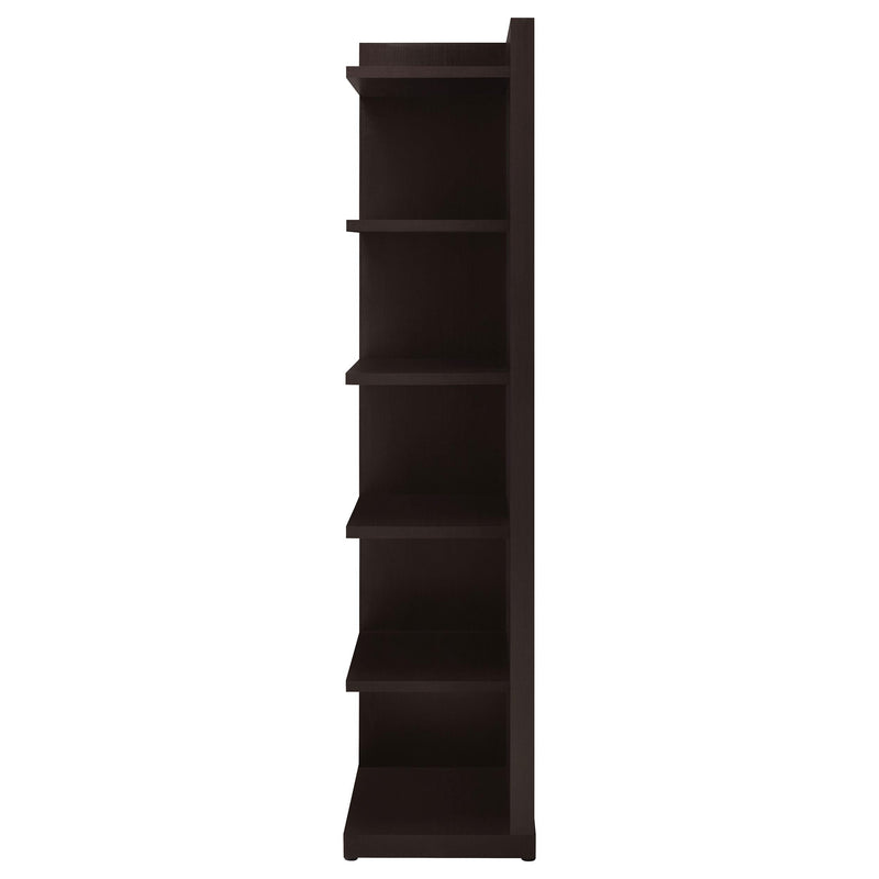 Alder 71-inch 6-shelf Corner Bookcase Cappuccino - 800270
