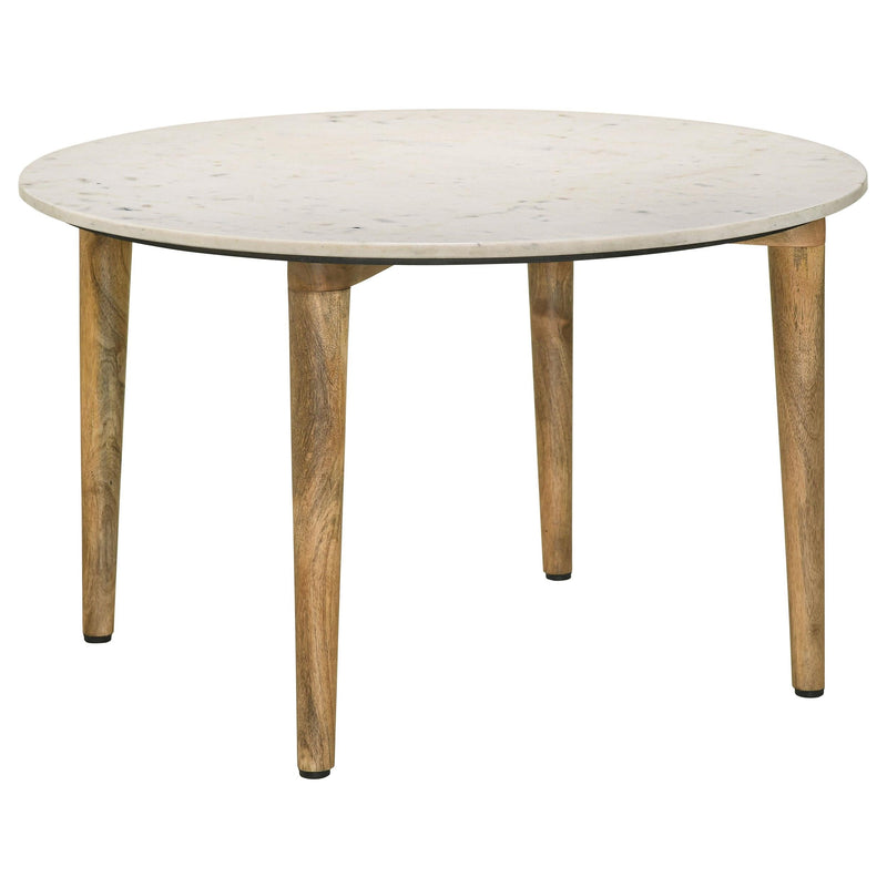 Aldis Round Marble Top Coffee Table White and Natural - 703718