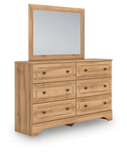 Aleaport King Panel Bed with Mirrored Dresser in Warm Brown - PKG022651