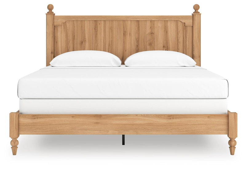 Aleaport King Panel Bed with Mirrored Dresser in Warm Brown - PKG022651