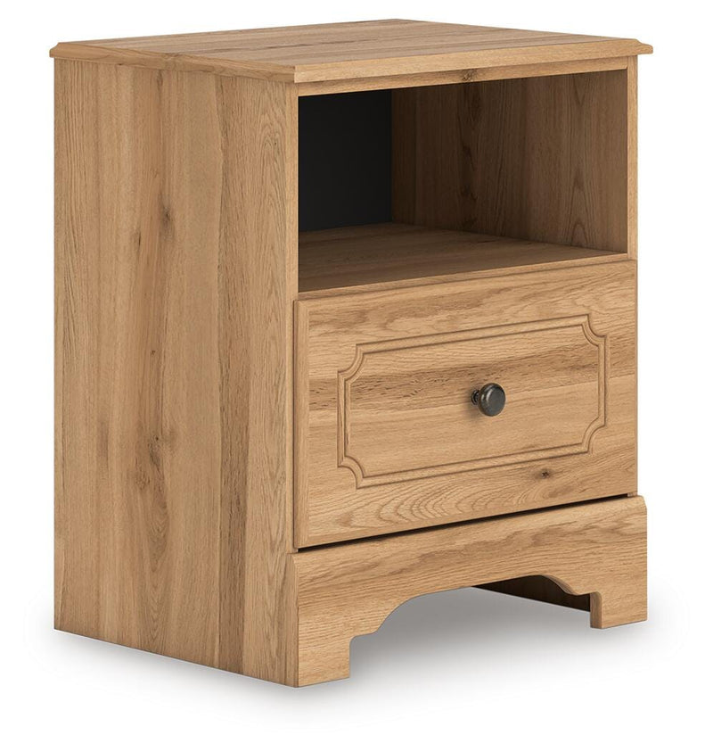 Aleaport Twin Panel Bed, Dresser, Mirror and Nightstand in Warm Brown - PKG022630