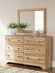 Aleaport Twin Panel Bed, Dresser, Mirror and Nightstand in Warm Brown - PKG022630