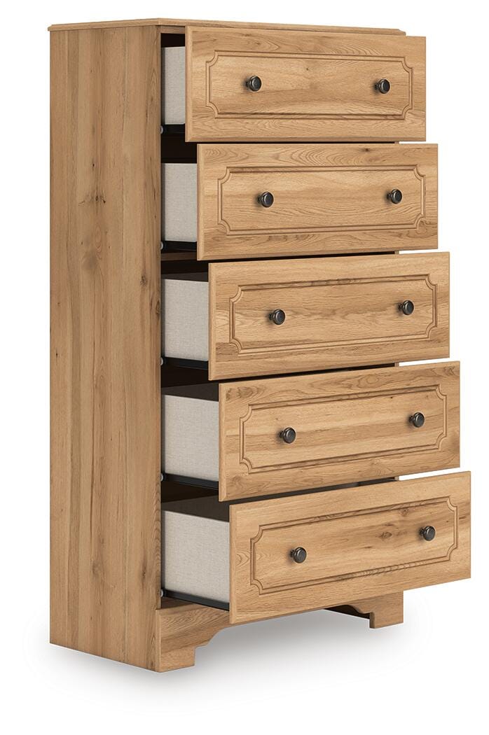 Aleaport Twin Panel Bed with Chest and Nightstand in Warm Brown - PKG022629