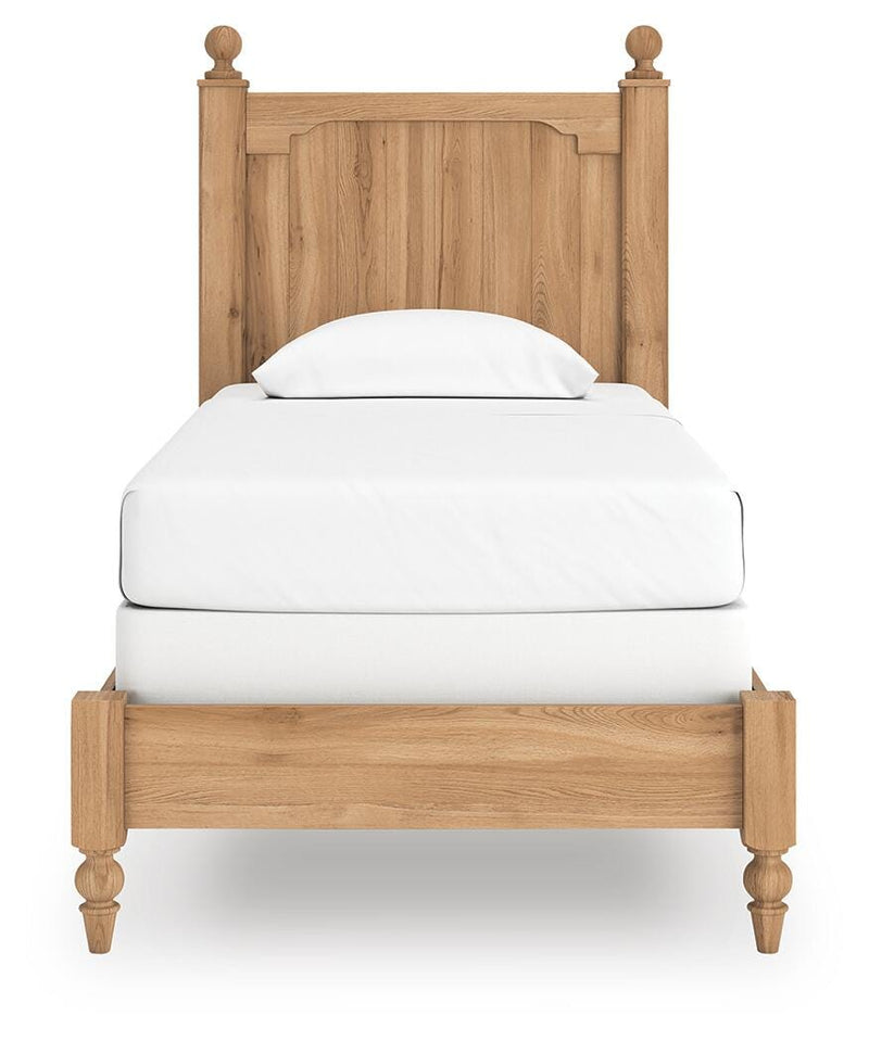 Aleaport Twin Panel Bed with Dresser and Nightstand in Warm Brown - PKG022634