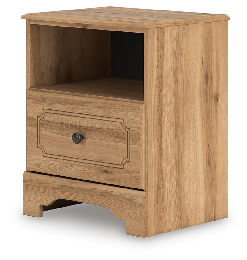 Aleaport Warm Brown King Panel Bed, Dresser, Mirror and Nightstand - PCB1075B10