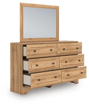 Aleaport Warm Brown King Panel Bed, Dresser, Mirror and Nightstand - PCB1075B10