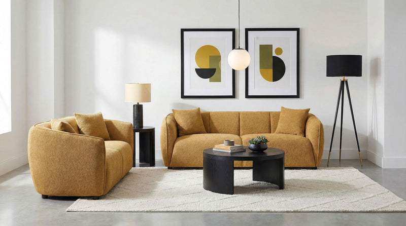 Aleisha Fabric Upholstered Loveseat Mustard Yellow - 503062