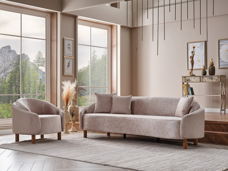Alessa 4-pieces (2 Sofa & 2 Chair) Livingroom Set Cream in Cream - 101-ALE-SZ245-3311