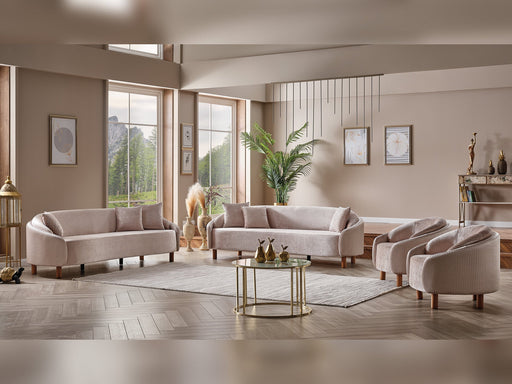 Alessa 4-pieces (2 Sofa & 2 Chair) Livingroom Set Cream in Cream - 101-ALE-SZ553-3311
