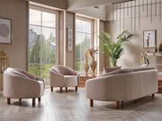 Alessa 4-pieces (2 Sofa & 2 Chair) Livingroom Set Cream in Cream - 101-ALE-SZ553-3311