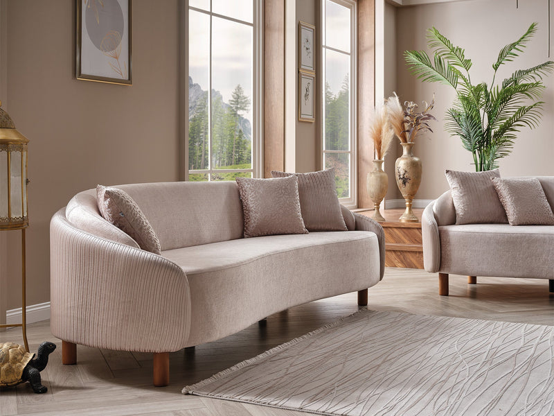 Alessa Stationary Sofa Cream in Cream - 101-ALE-SZ553-3
