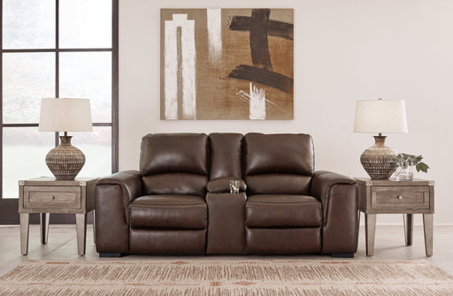 Alessandro Walnut Power Reclining Loveseat with Console - U2550218