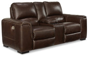 Alessandro Walnut Power Reclining Loveseat with Console - U2550218
