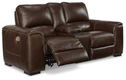 Alessandro Walnut Power Reclining Loveseat with Console - U2550218