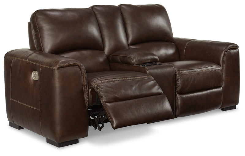 Alessandro Walnut Power Reclining Loveseat with Console - U2550218
