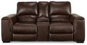 Alessandro Walnut Power Reclining Loveseat with Console - U2550218