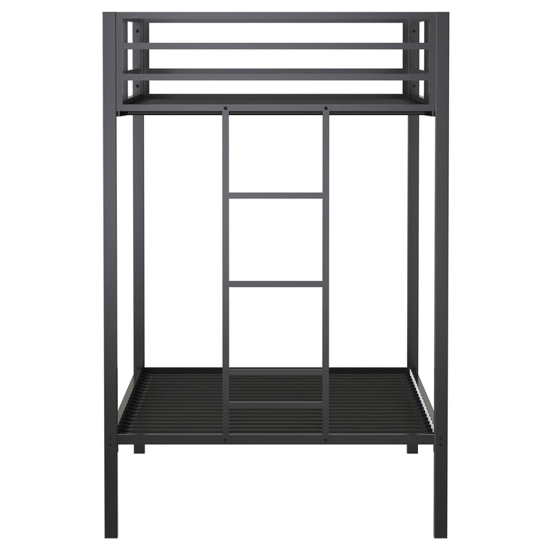 Alevera Metal Twin Over Twin Bunk Bed with Ladder Black - 460361BLK