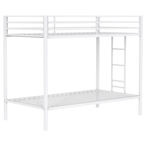 Alevera Metal Twin Over Twin Bunk Bed with Ladder White - 460361WHT