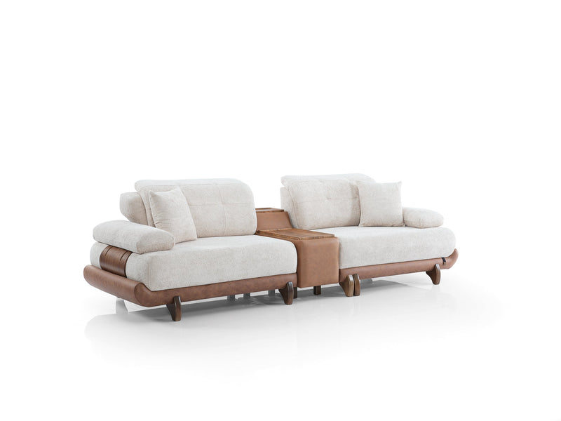Alexa 4-pieces (Sofa & Module Sofa & 2 Chair) Livingroom Set Cream in Cream - 101-URL-ANG20-3M311