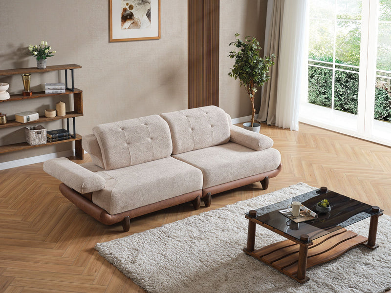Alexa 4-pieces (Sofa & Module Sofa & 2 Chair) Livingroom Set Cream in Cream - 101-URL-ANG20-3M311