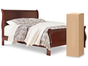 Alisdair Queen Sleigh Bed with Mattress in Reddish Brown - PKG000504