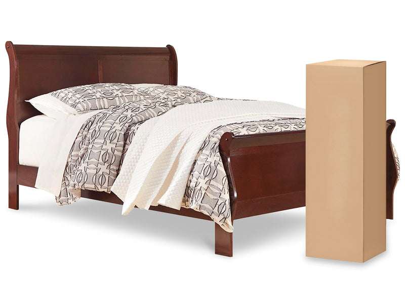 Alisdair Queen Sleigh Bed with Mattress in Reddish Brown - PKG000504
