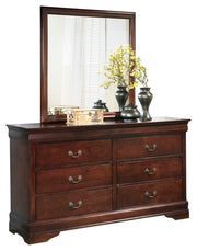 Alisdair Queen Sleigh Bed with Mirrored Dresser in Reddish Brown - PKG000507