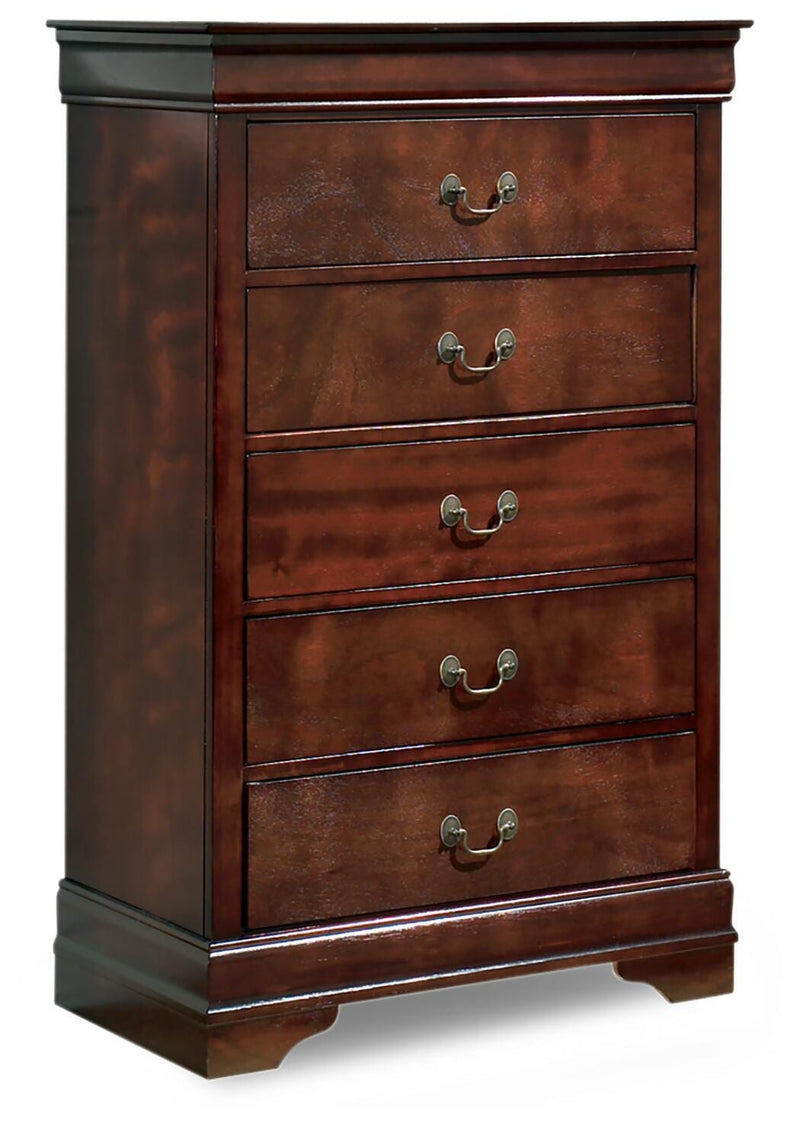 Alisdair Reddish Brown Queen Sleigh Bed, Chest and 2 Nightstands - B376B25