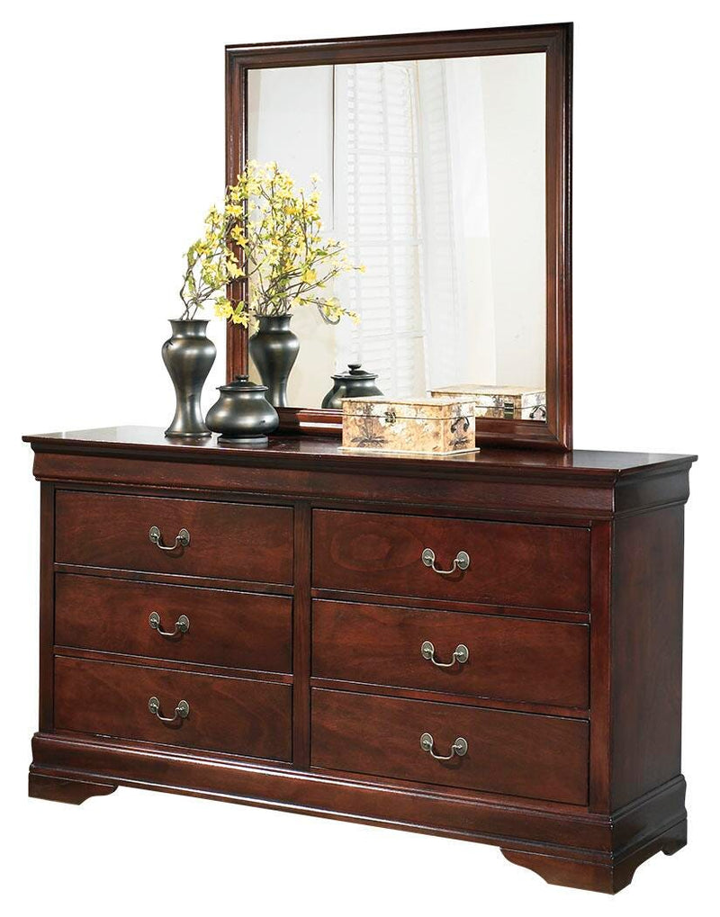 Alisdair Reddish Brown Queen Sleigh Bed, Dresser, Mirror, Chest and 2 Nightstands - B376B23