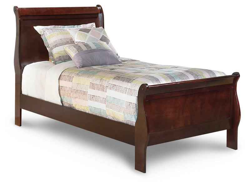 Alisdair Reddish Brown Twin Sleigh Bed, 2 Dressers, Mirror and Nightstand - B376B33