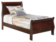 Alisdair Twin Sleigh Bed with Mirrored Dresser and Chest in Reddish Brown - PKG004974