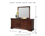 Alisdair Twin Sleigh Bed with Mirrored Dresser and Chest in Reddish Brown - PKG004974